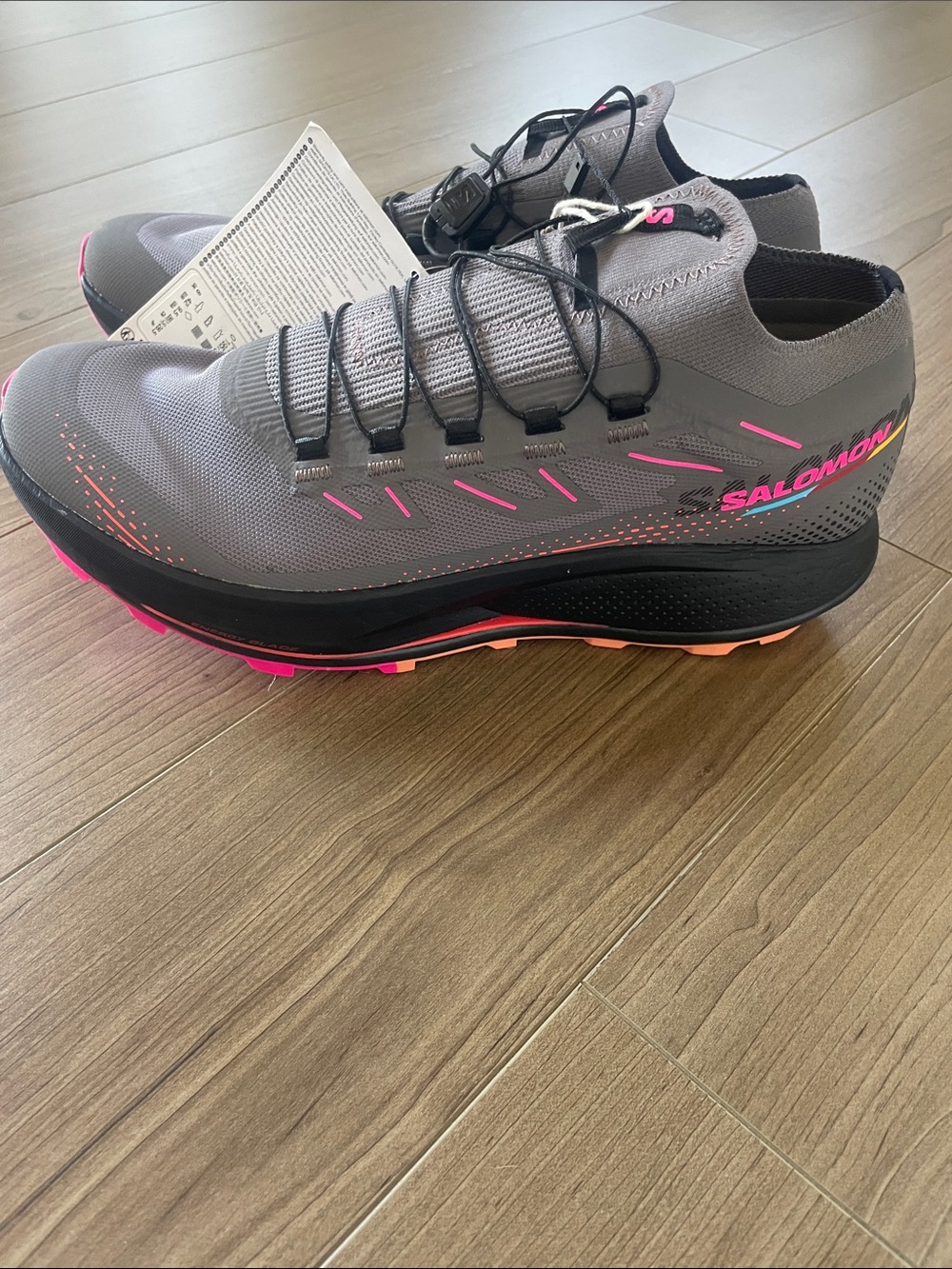 Salomon Pulsar Trail  Pro Grey/Pink  Shoes with Black Midsole Womens Sz 9.5